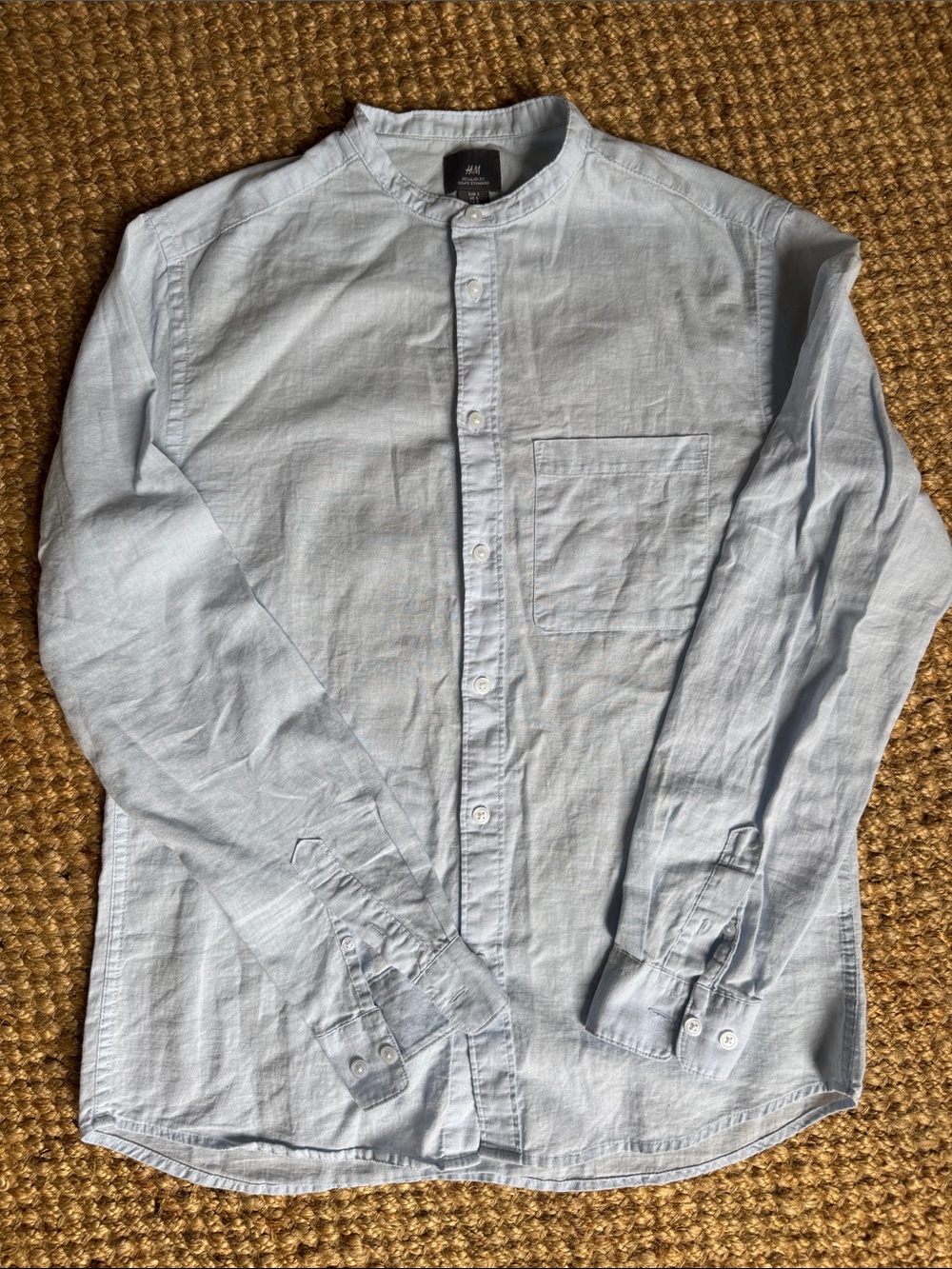H&M Men’s Size Small Linen/Cotton Banded Collar Button Down